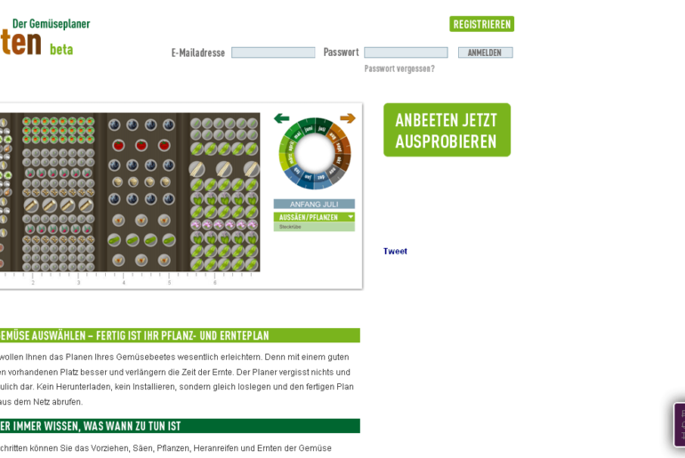 Startseite des Projekts www.anbeeten.de
