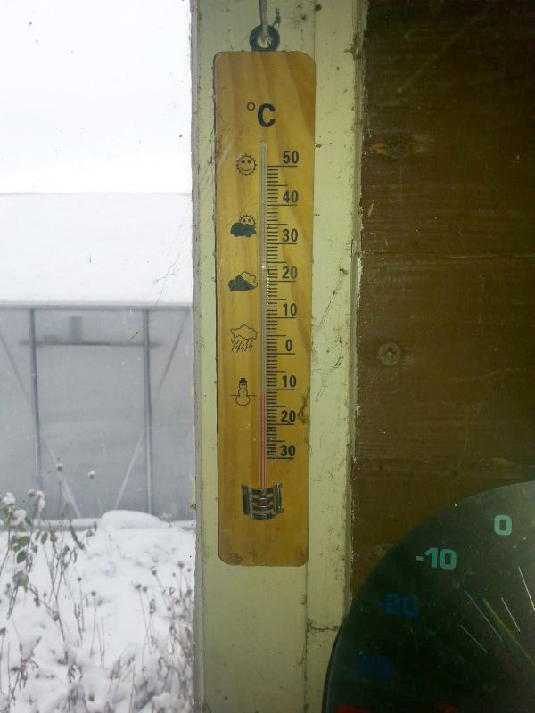 Thermometer minus 11 Grad im Januar 2014
