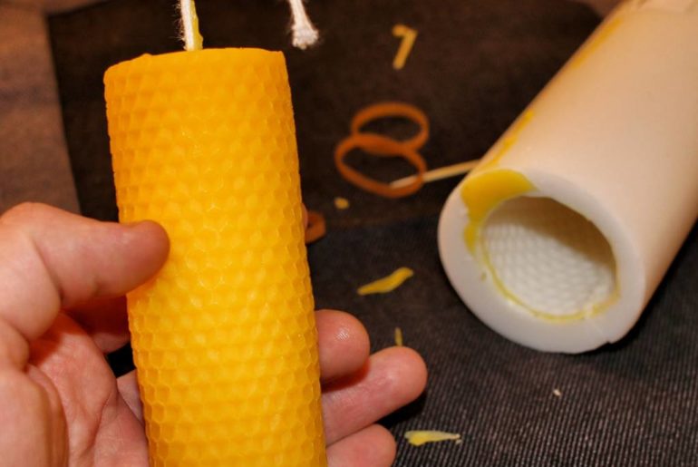 Bienenwachskerze fertig