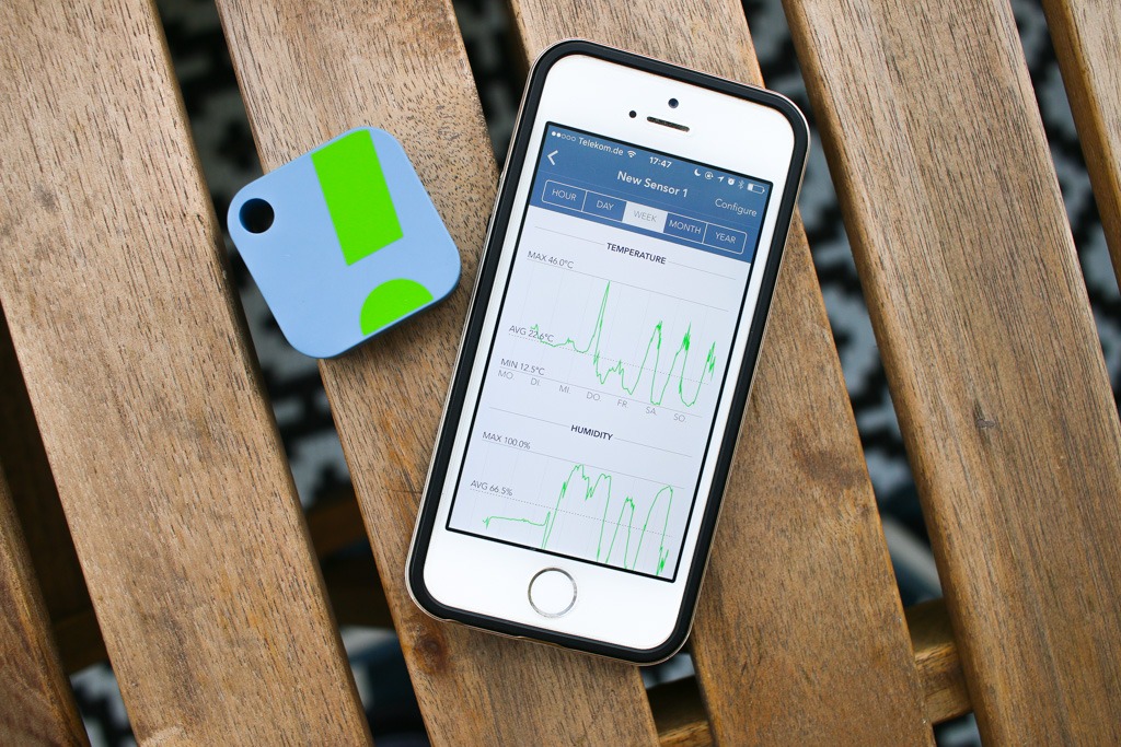 drahtloser Temperatursensor und ein Smartphone