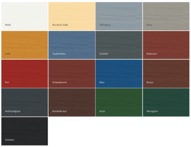 Farbtöne der Consolan Wetterschutzfarbe